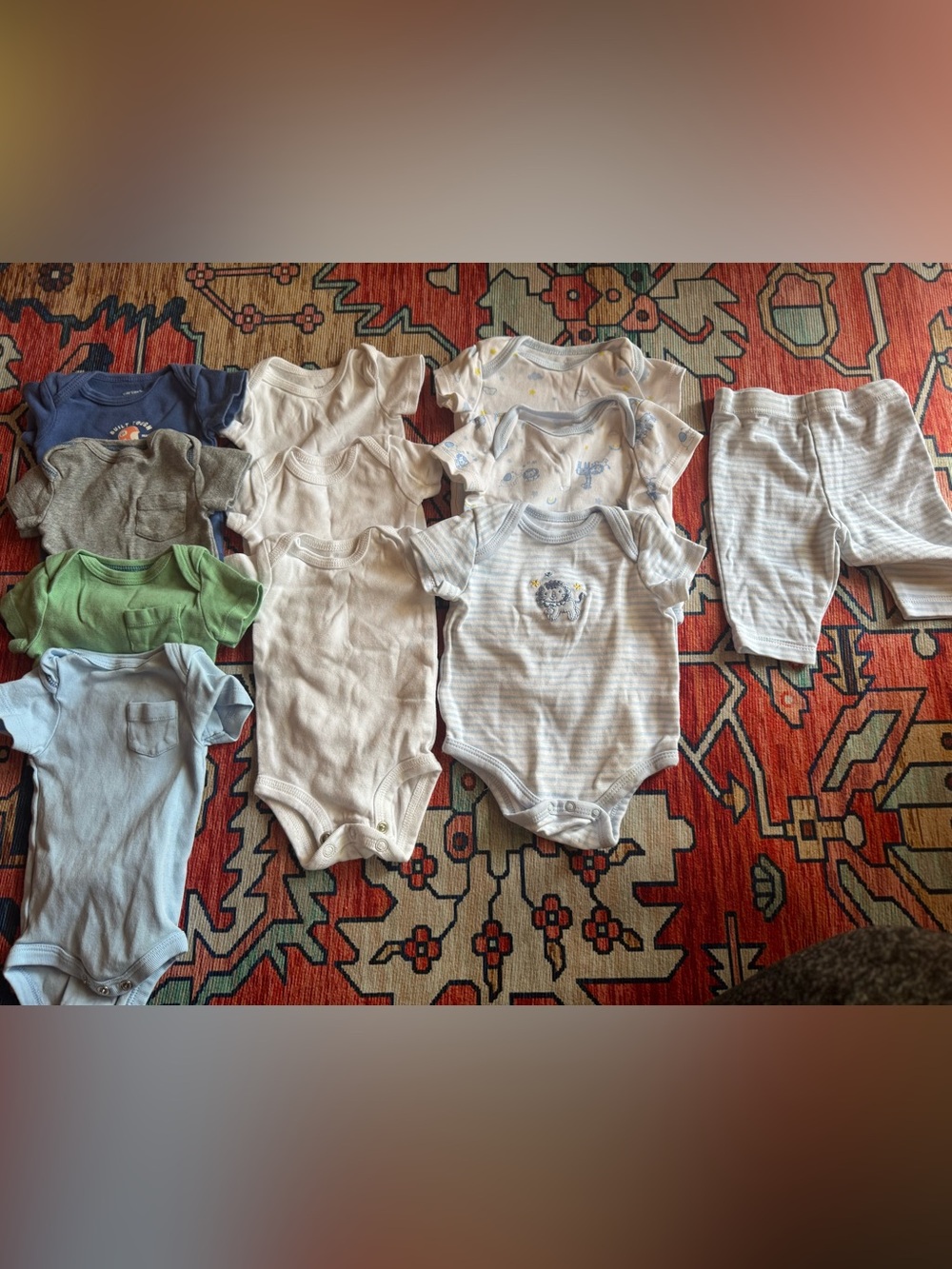 Baby Blue & White Striped One-Piece Bodysuit - Unbranded